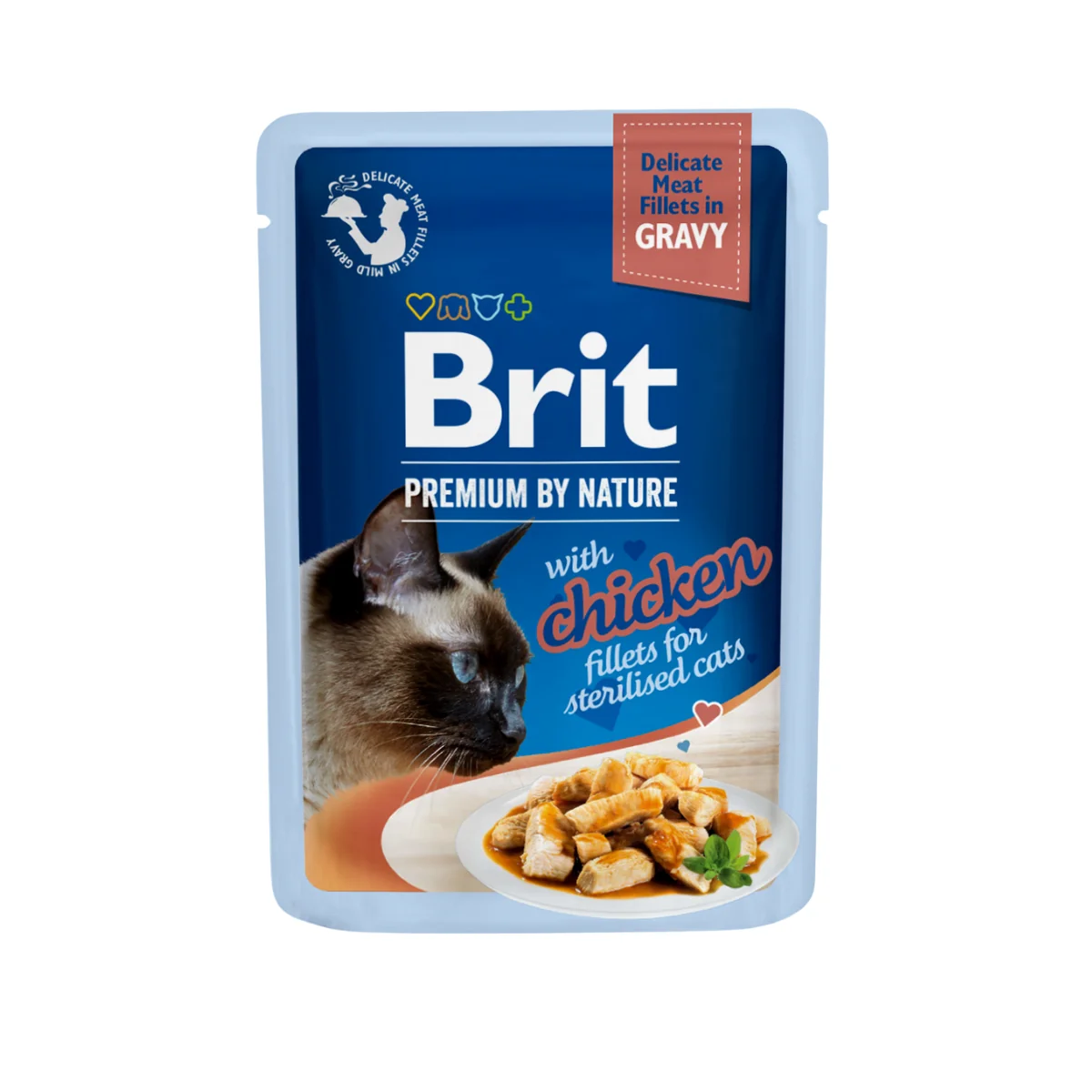 Brit Premium Chat Delicate Fillets in Gravy with Chicken for Sterilised 85 g