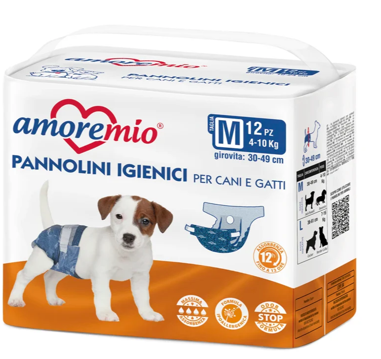 Couches jetables x 10 AmoreMio Taille M (chien de 4 à 10 kg)