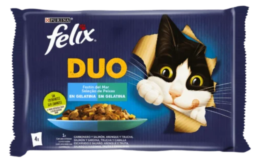Felix Fantastic Duo Poissons pour Chats – 4x85g | Truite & Maquereau en Gelée