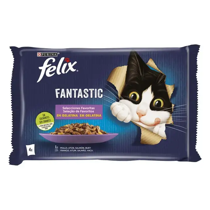 Purina Felix Fantastic Sélections Préférées en Gélatine 4x85g