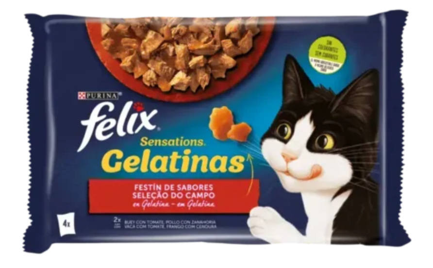 Felix Sensations Festin de Saveurs en Gélatine 4x85g extraits de protéines végétales, poissons et minéraux
