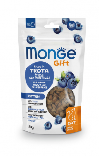 Monge Gift Kitten rich in Fresh Trout with Blueberries Meat Minis