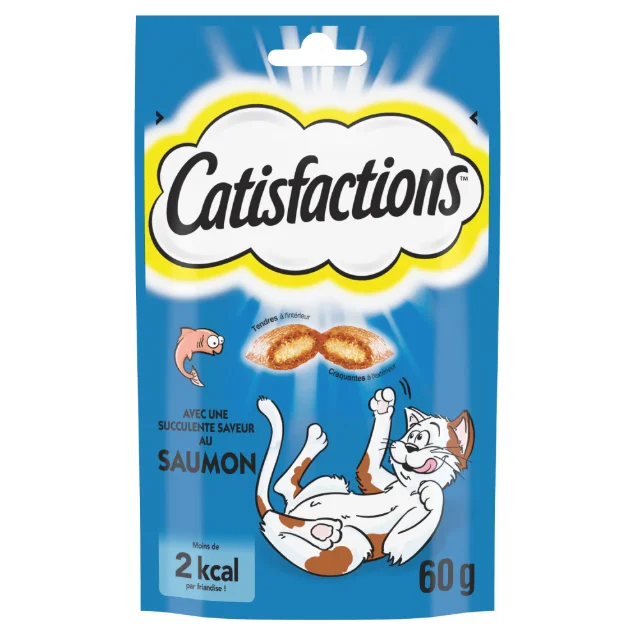 Catisfactions (Boeuf | Poulet | Saumon | Canard | Fromage | Herbe a chat) 60G (Saumon)