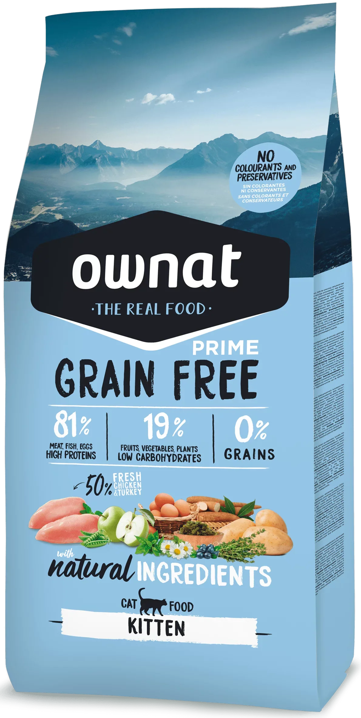 Ownat Grain Free Prime Aliment Sec pour Chat (Kitten) 3 Kg